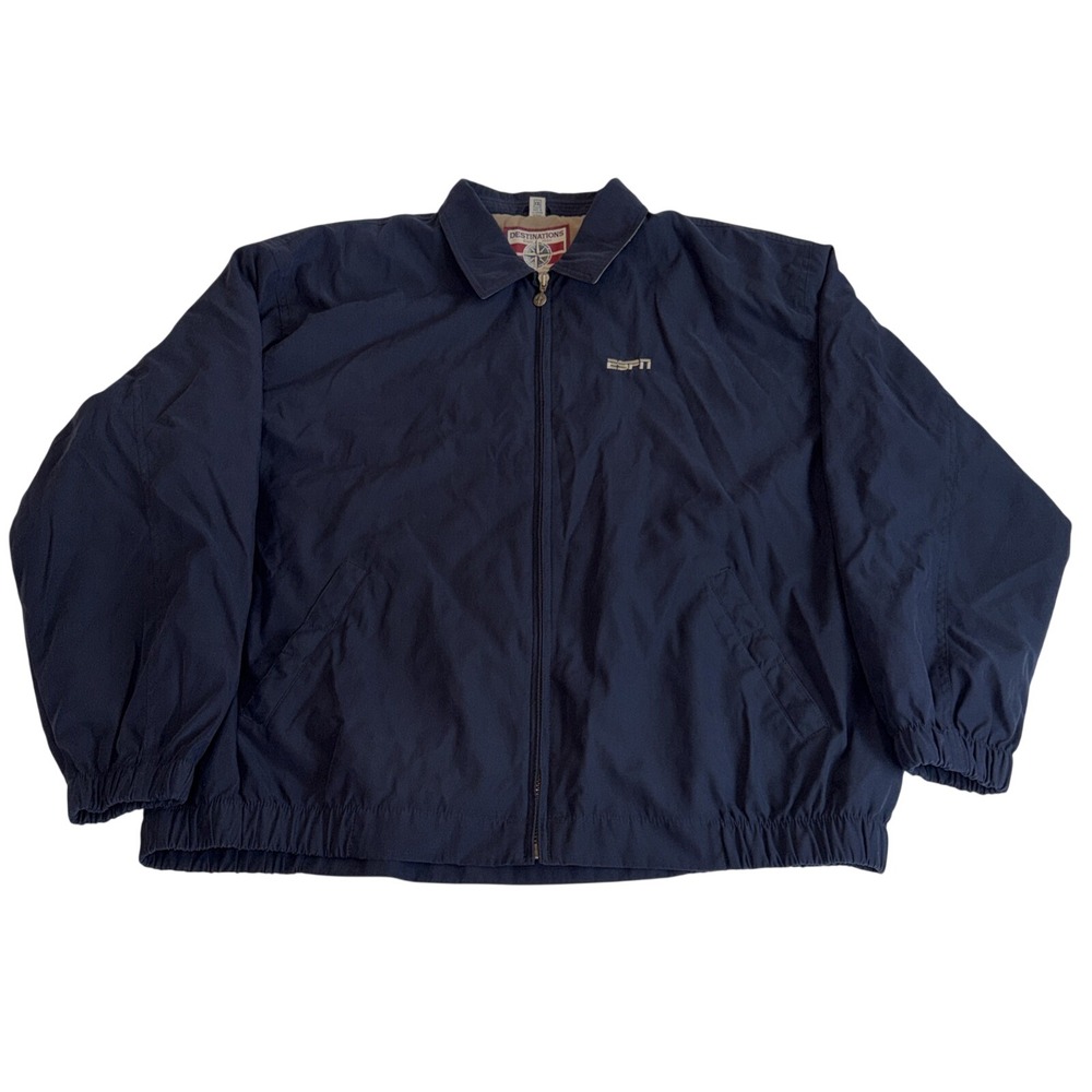 ESPN‎ Destinations Jacket Full-Zip Logo Blue Men's Size XXL VTG